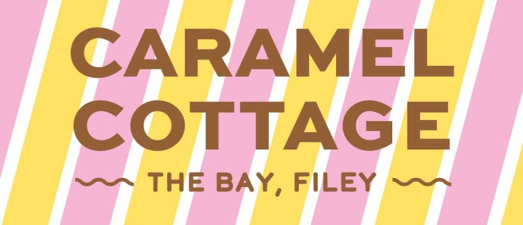 The Caramel Cottage brand graphic reading Caramel Cottage, The Bay, Filey