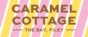 The Caramel Cottage brand graphic reading Caramel Cottage, The Bay, Filey