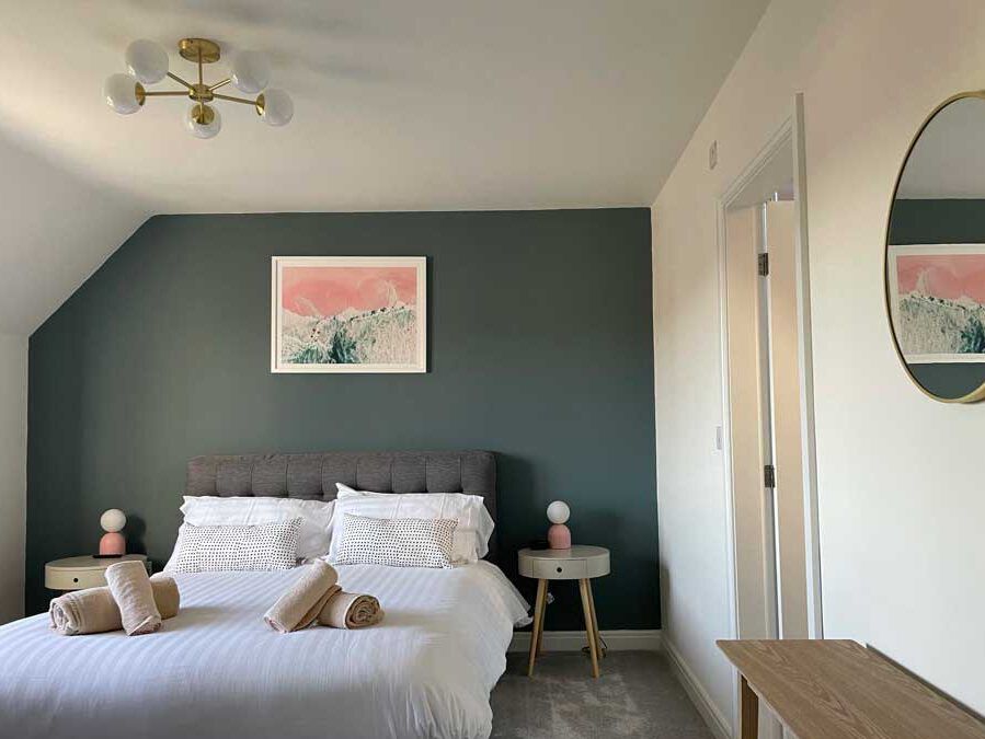 The kingsize master bedroom at Caramel Cottage, with its own en-suite